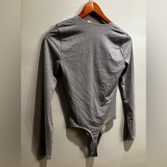 Abercrombie & Fitch Gray Bodysuit metallic sparkly bold party event feminine - Picture 11 of 16